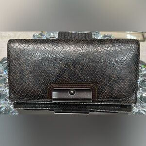 COACH KRISTIN EXOTIC PYTHON & GUNMETAL LONG WALLET EXCELLENT CONDITION RARE EUC